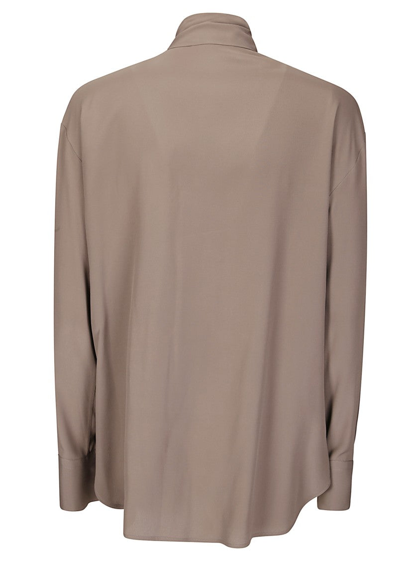 Alberto Biani Crew Neck Blouse With Flowing Tie