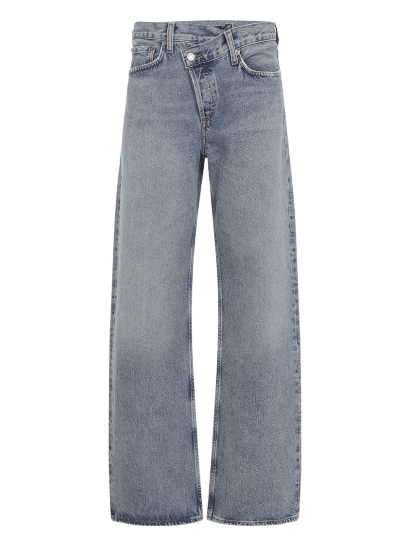 Agolde Wide-Leg Denim Jeans With Crossover Waistband And Five Pockets