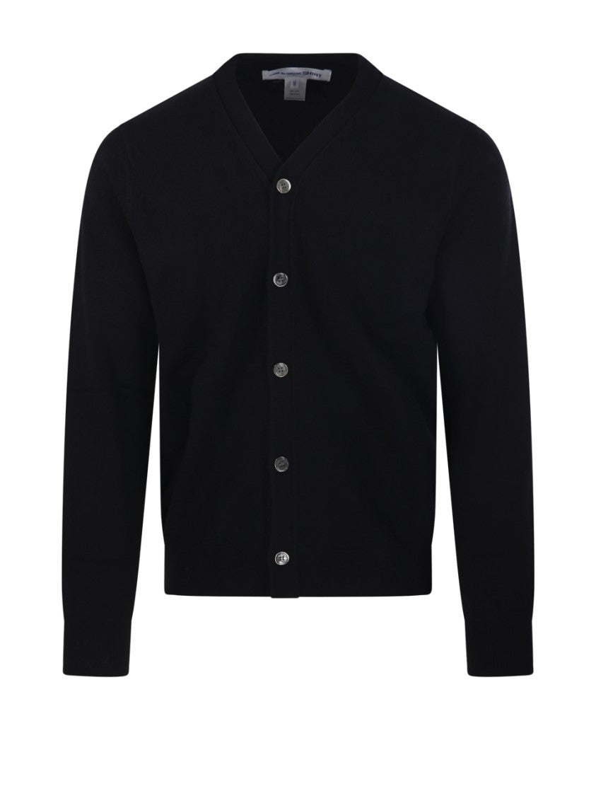Comme Des Garçons V-Neck Black Wool Cardigan