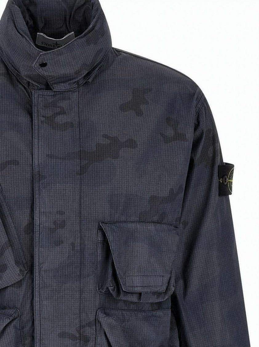 Stone Island Utility-Enhanced High Collar Jacket With Ripstop Texture