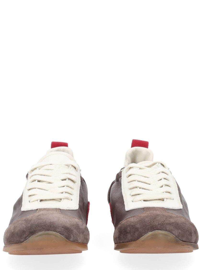 Uma Wang Brown Leather Suede Panels Sneakers