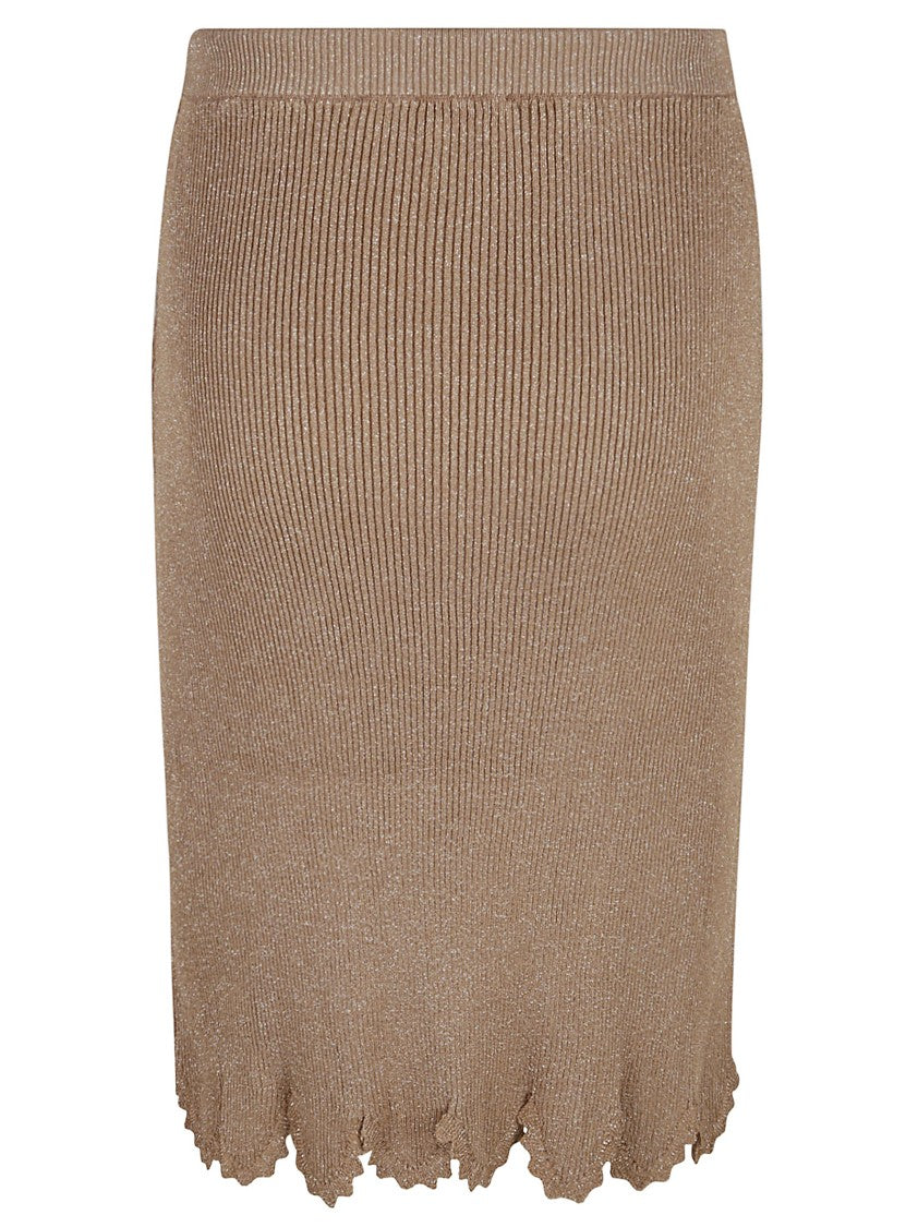 Chloé Ribbed Textured Skirt With Scalloped Hem