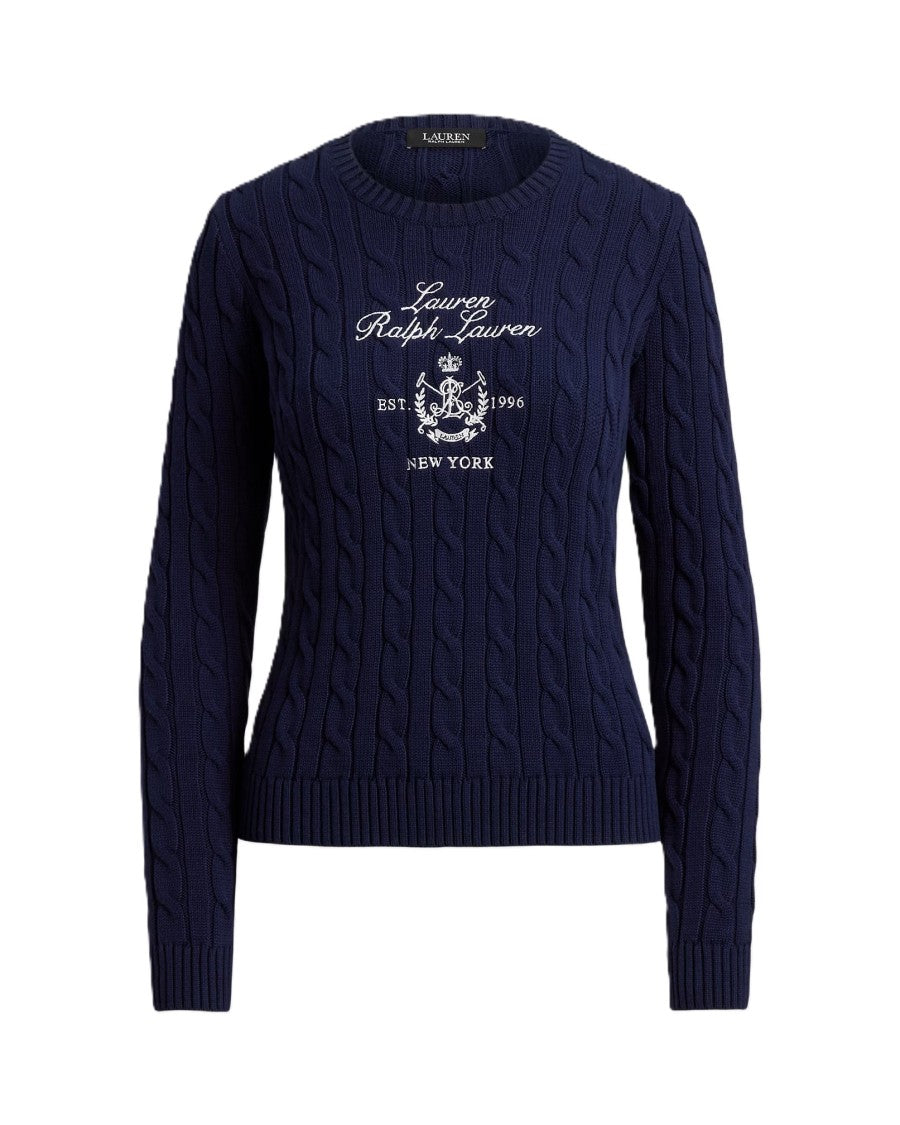 Lauren Ralph Lauren Navy Blue Rinett Cotton Pullover Sweater