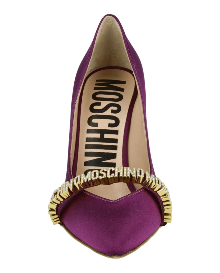 Moschino Logo Lettering Satin Pumps