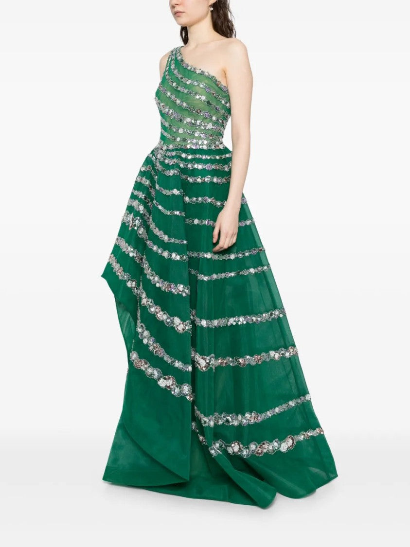 Saiid Kobeisy One Shoulder Asymmetric, Beaded Dress