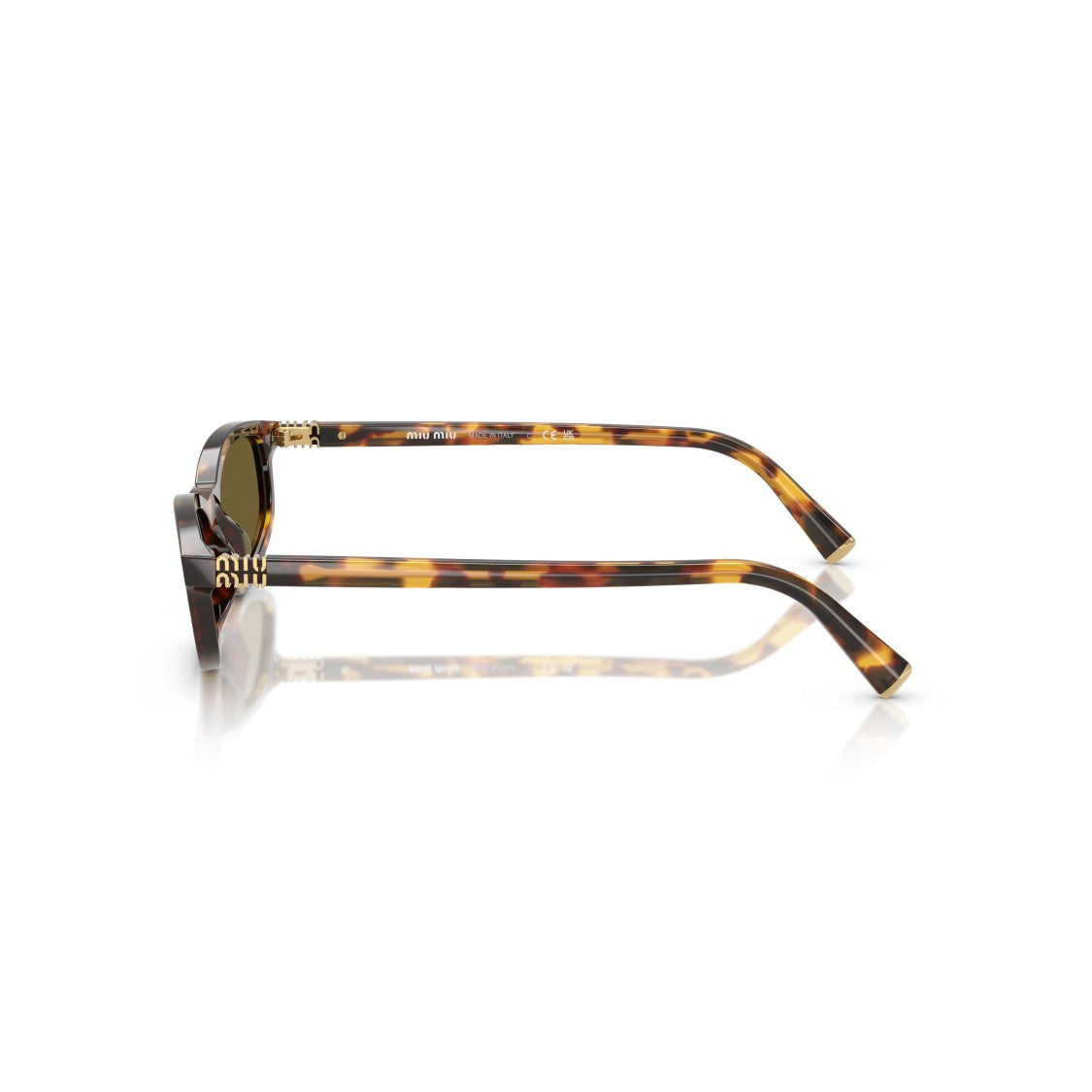 Miu Miu 0Mu A06s Rectangular Tortoiseshell Sunglasses With Gold Accents