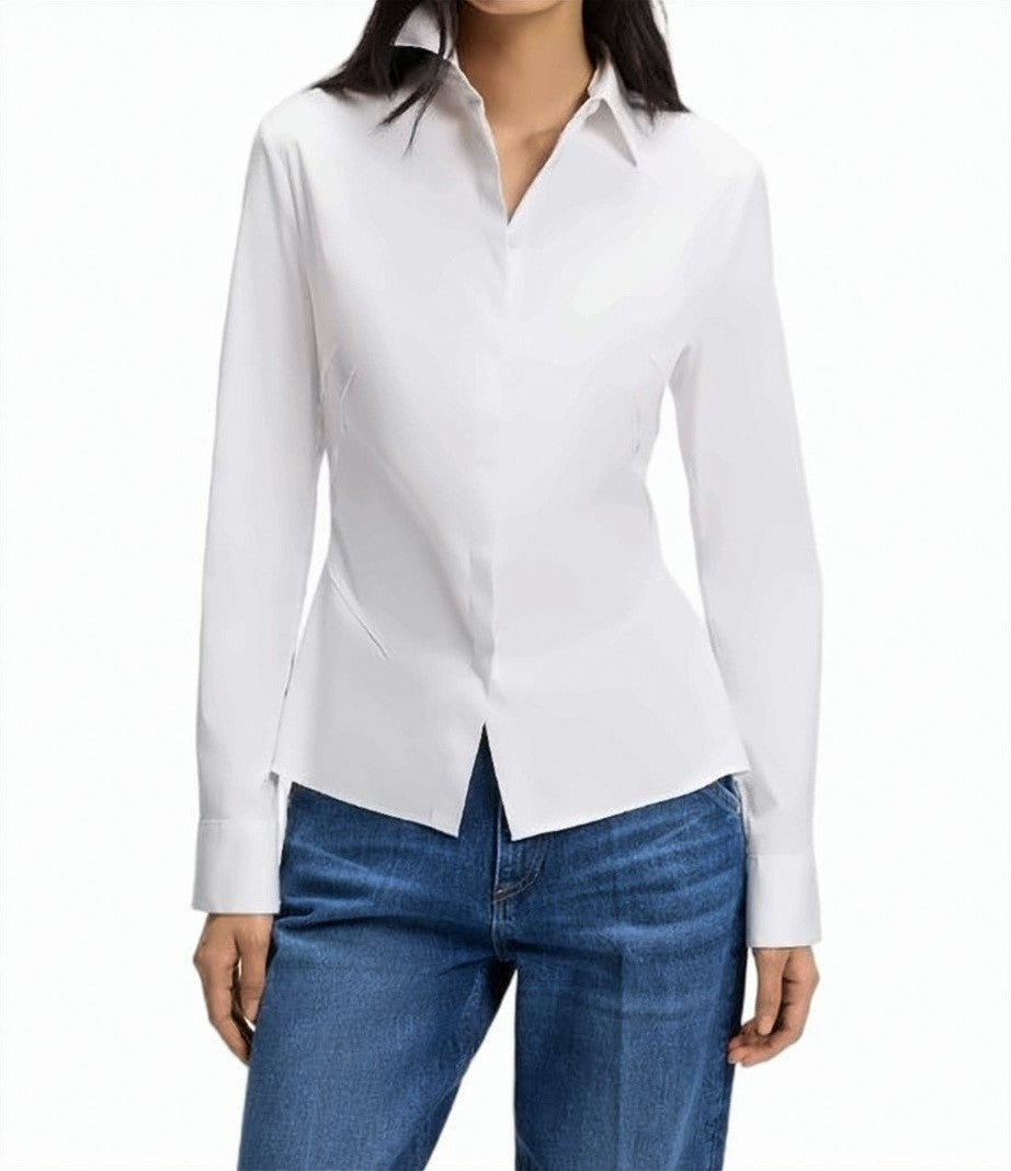 Boss White Burbel Cotton Long Sleeve Shirt