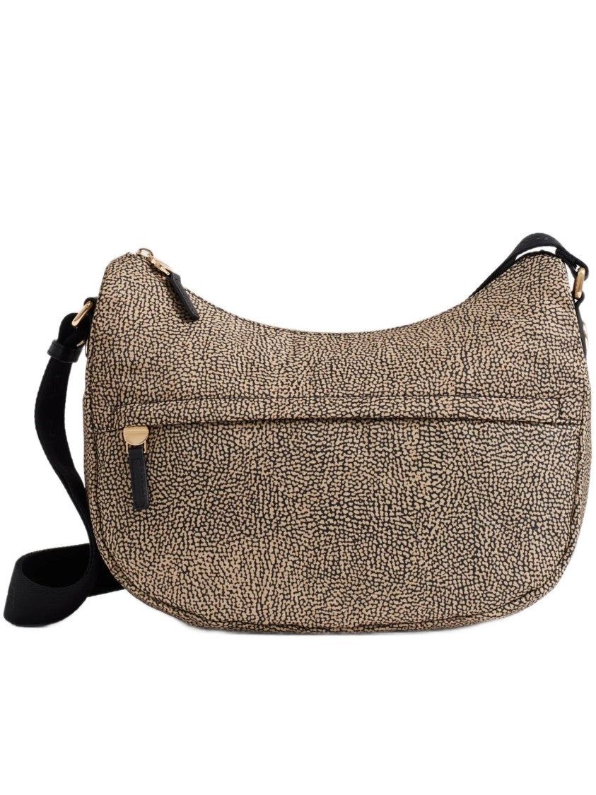 Borbonese Luna Middle Medium Textured Leather Shoulder Bag