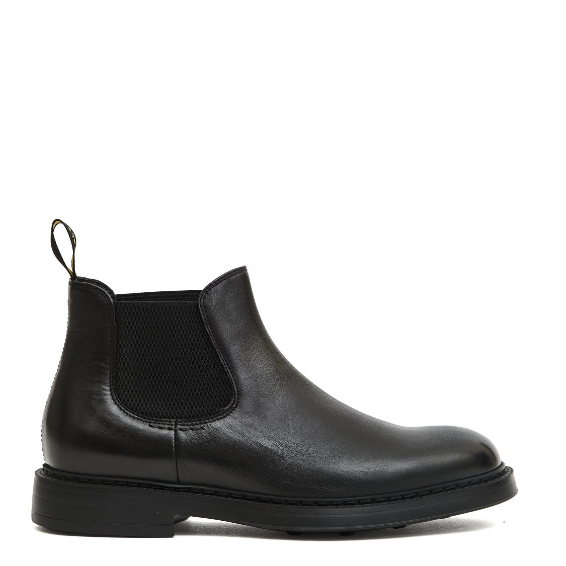 Doucal's Black Leather Ankle Boots With Elastic Side Panels