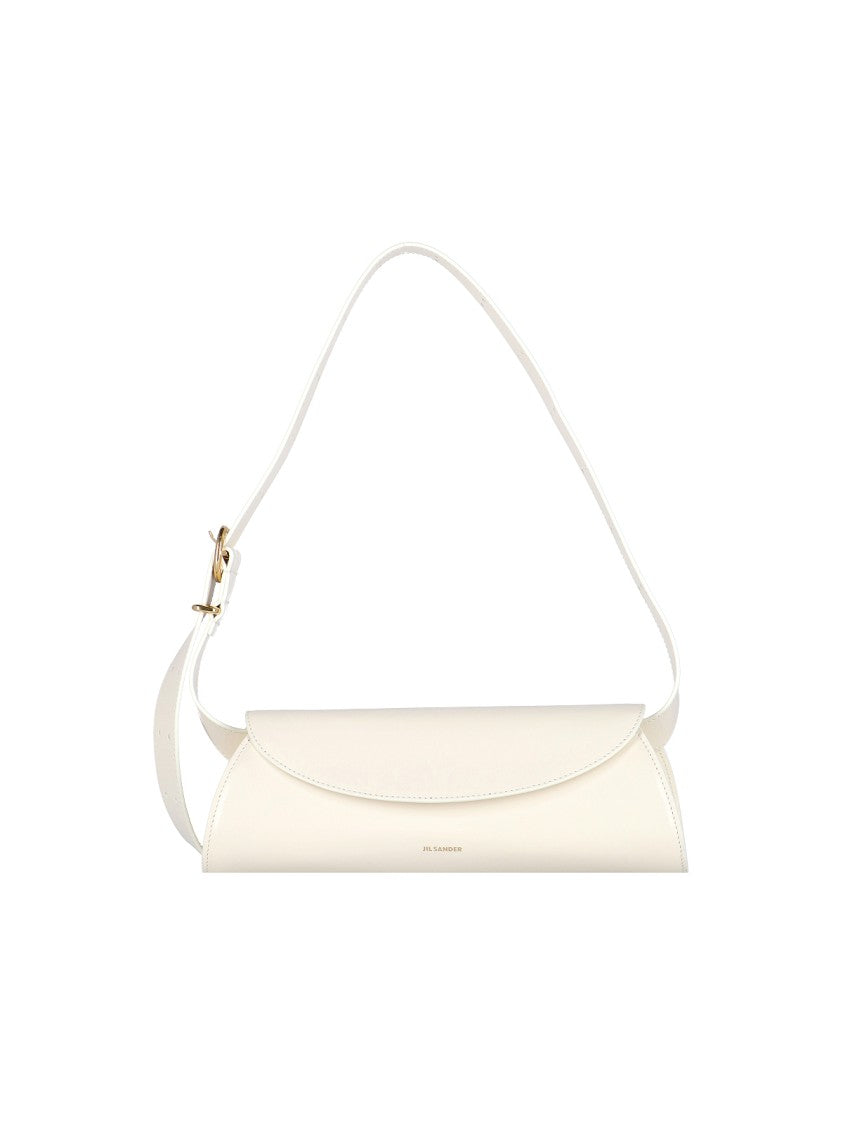 Jil Sander White Cannolo Adjustable Strap Shoulder Bag