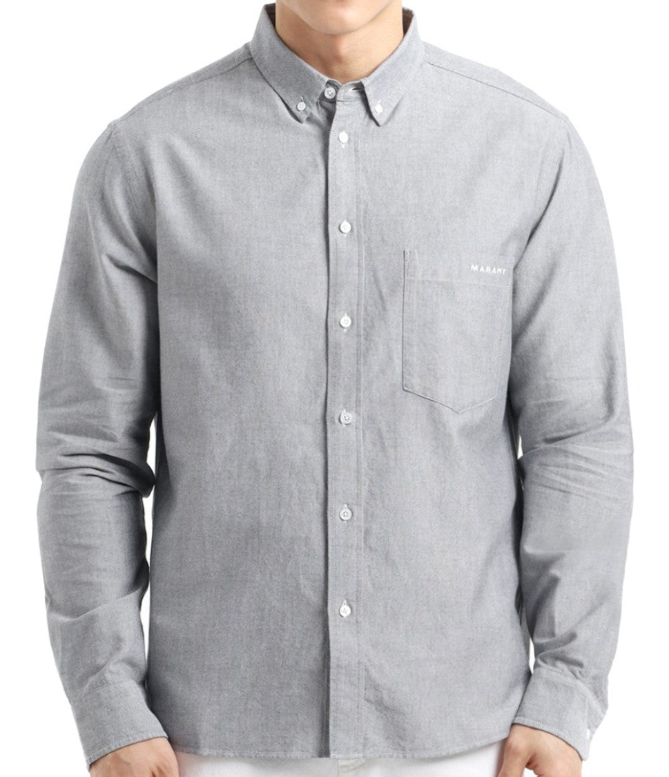 Isabel Marant Long-Sleeve Grey Button-Down Shirt With Design