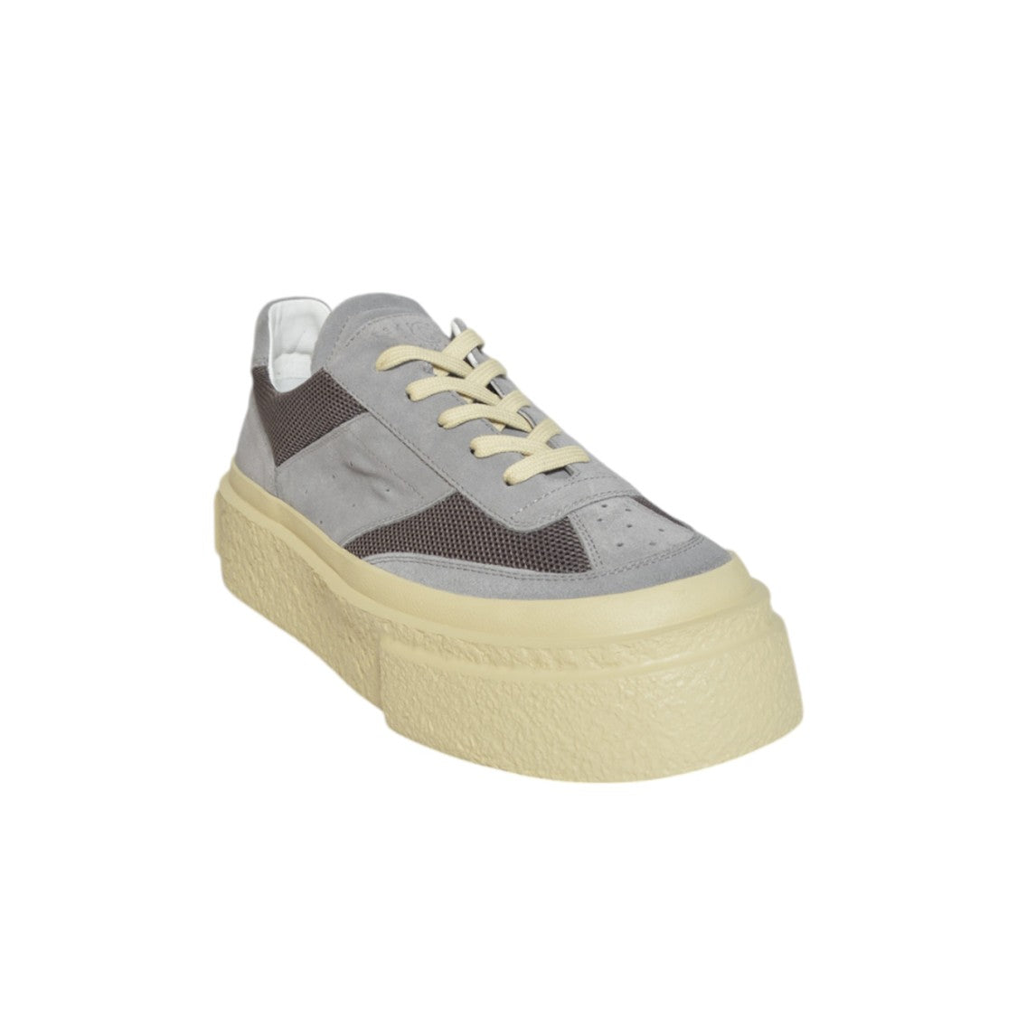 Mm6 By Maison Margiela Chunky Sole Sneakers With Grey Suede And Mesh Panels
