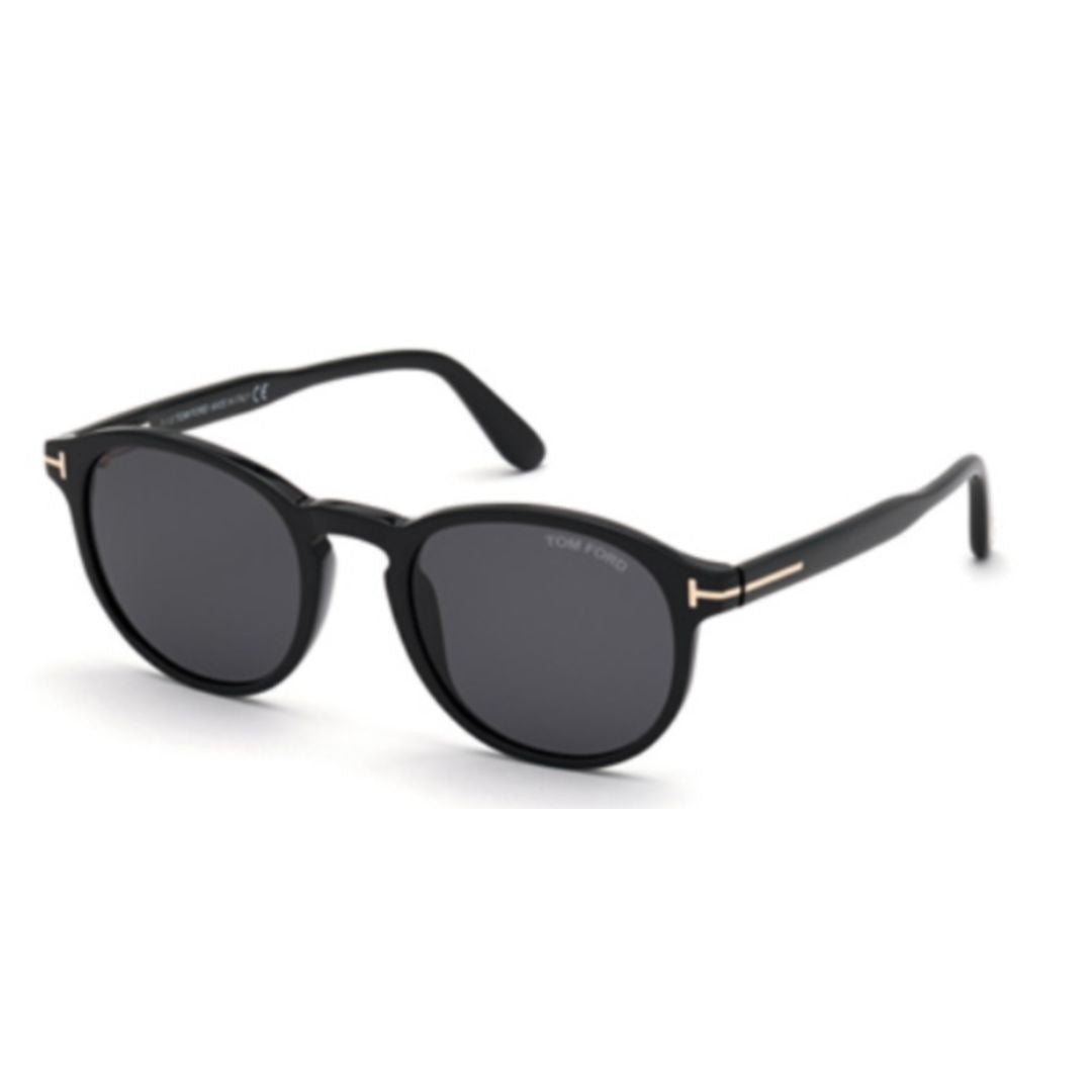 Tom Ford Rounded Frame Acetate Sunglasses With Glossy Black Finish