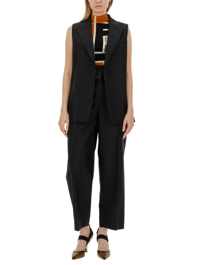 Fendi Black Tailored Vest With Sharp Lapel