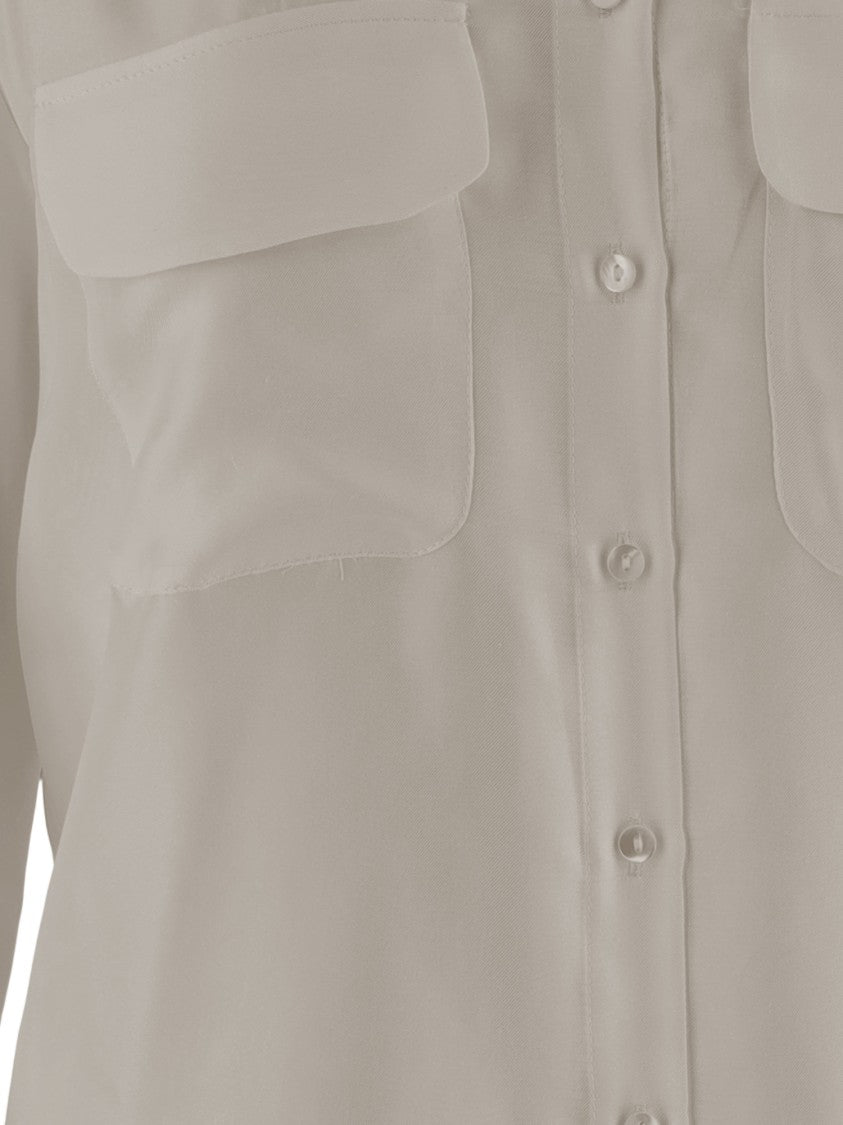 Her Shirt Smooth Silk Button-Down Shirt With Flap Pockets