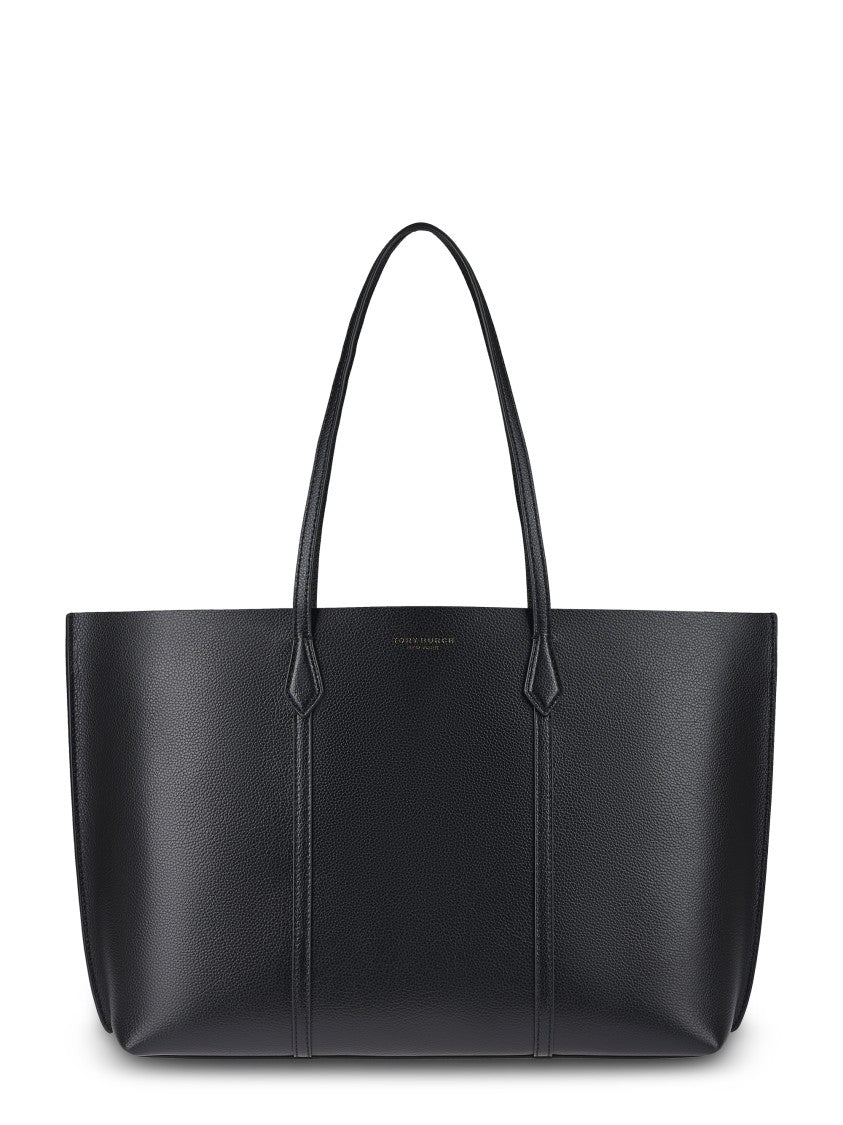 Tory Burch Perry Tote Bag In Textured Black Leather