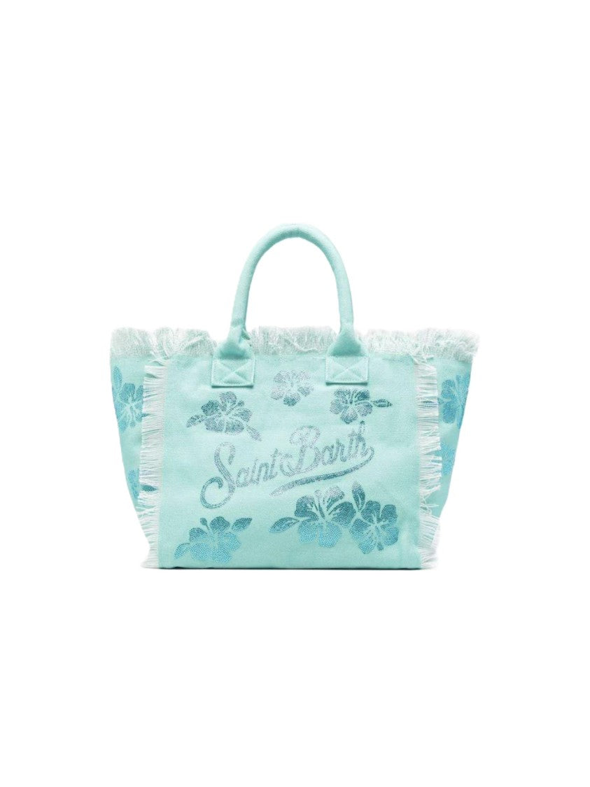 Mc2 Saint Barth Spacious Floral-Patterned Tote Bag With Fringed Edges