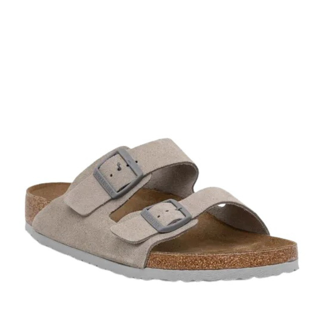 Birkenstock Two-Strap Grey Suede Sandal With Buckles