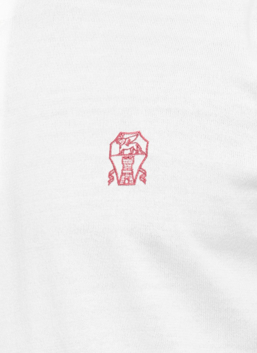 Brunello Cucinelli White Cotton Logo Embroidered Polo Shirt