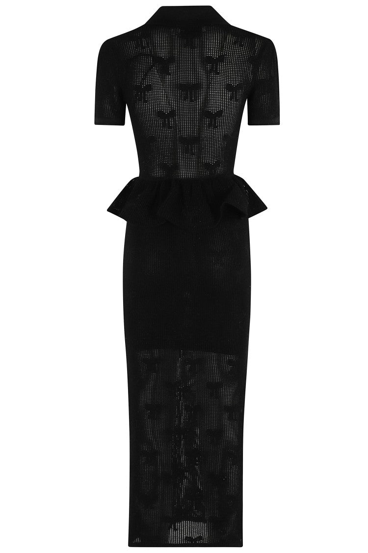 Self-Portrait Bow Crochet Midi Dress