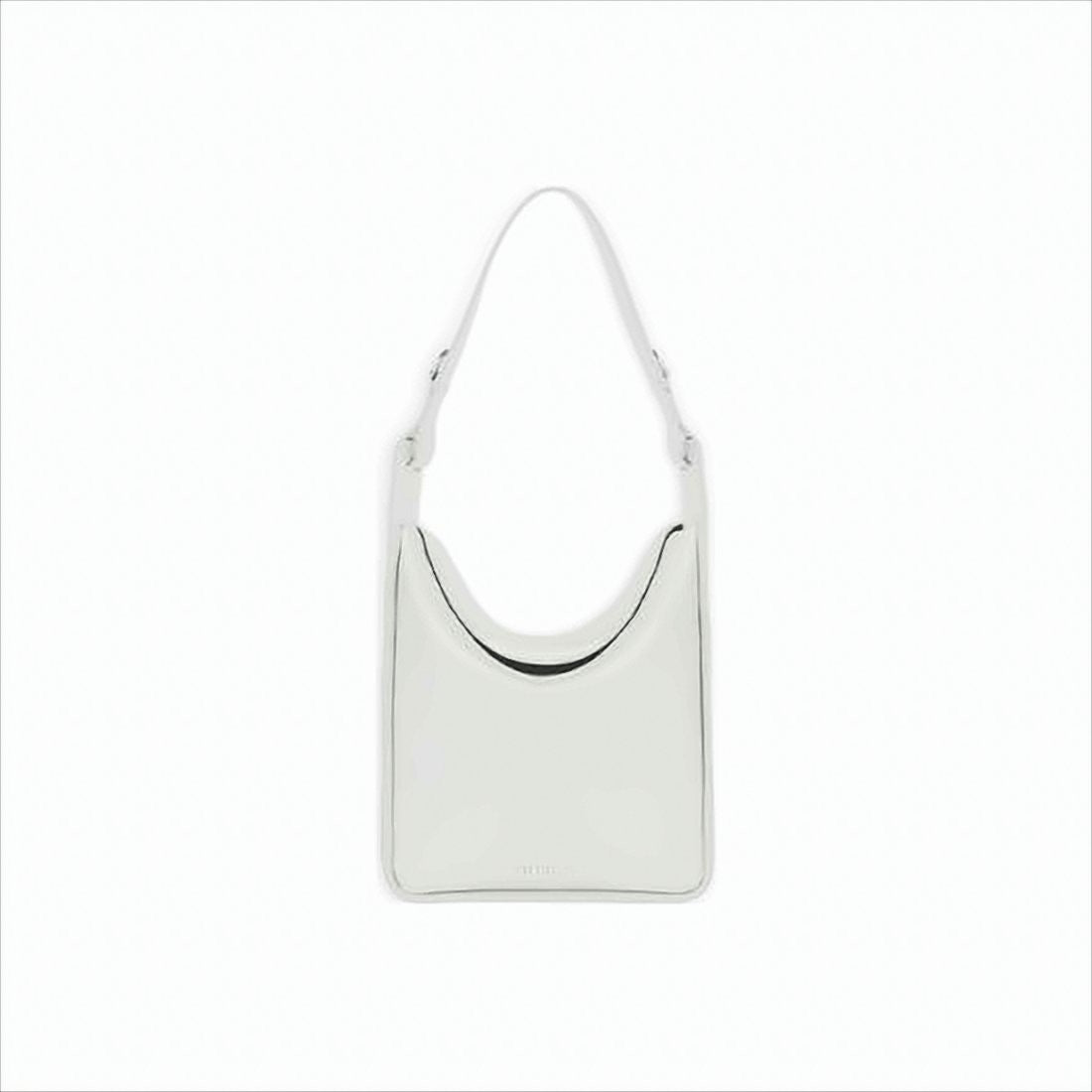 Balenciaga Structured White Leather Shoulder Bag With Detachable Pouch