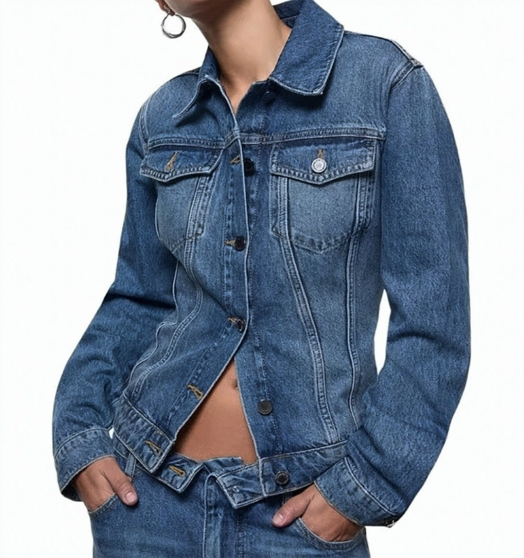 Liu Jo Authentic Denim Flap Pockets Stonewash Jacket