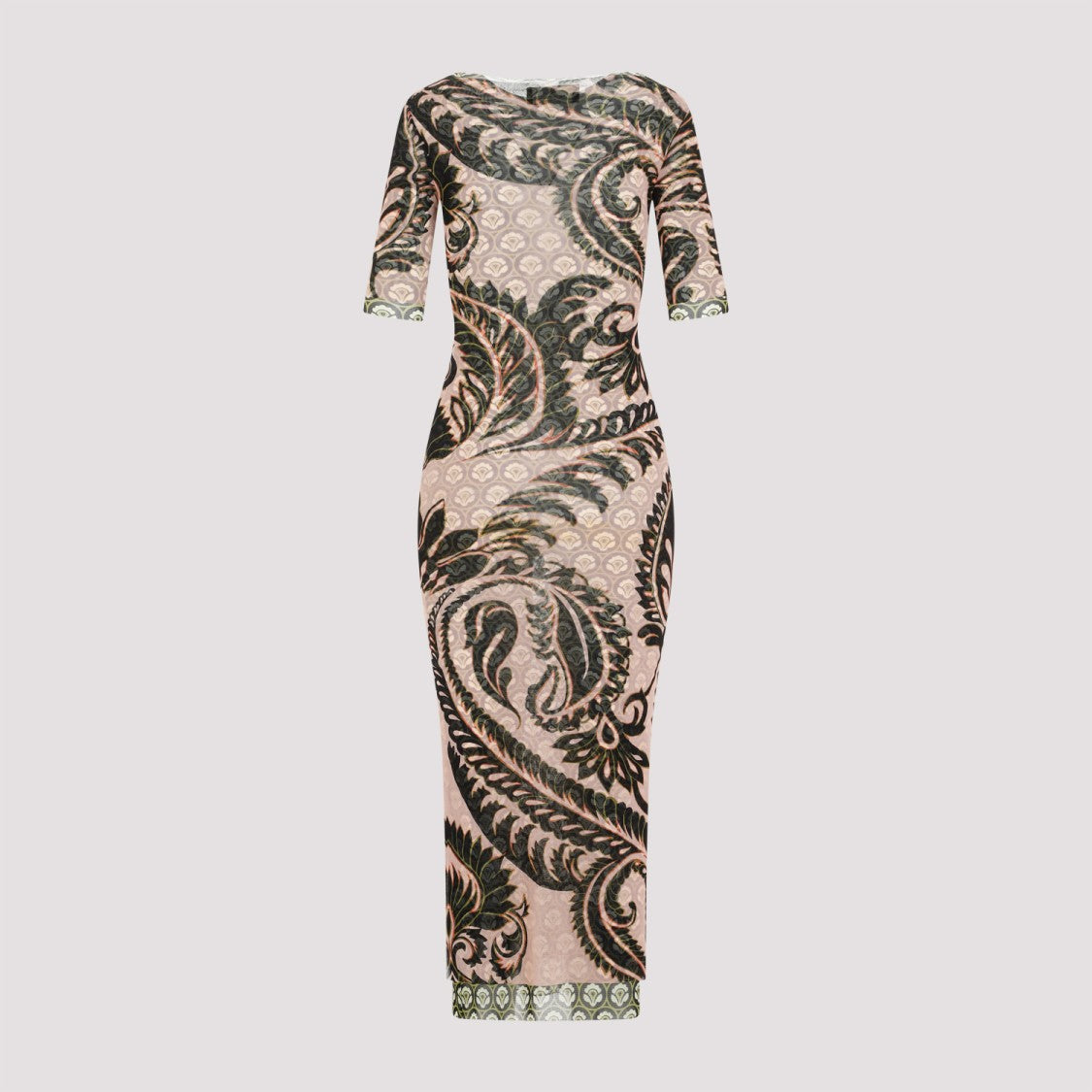 Etro Print Pink Polyamide Midi Dress