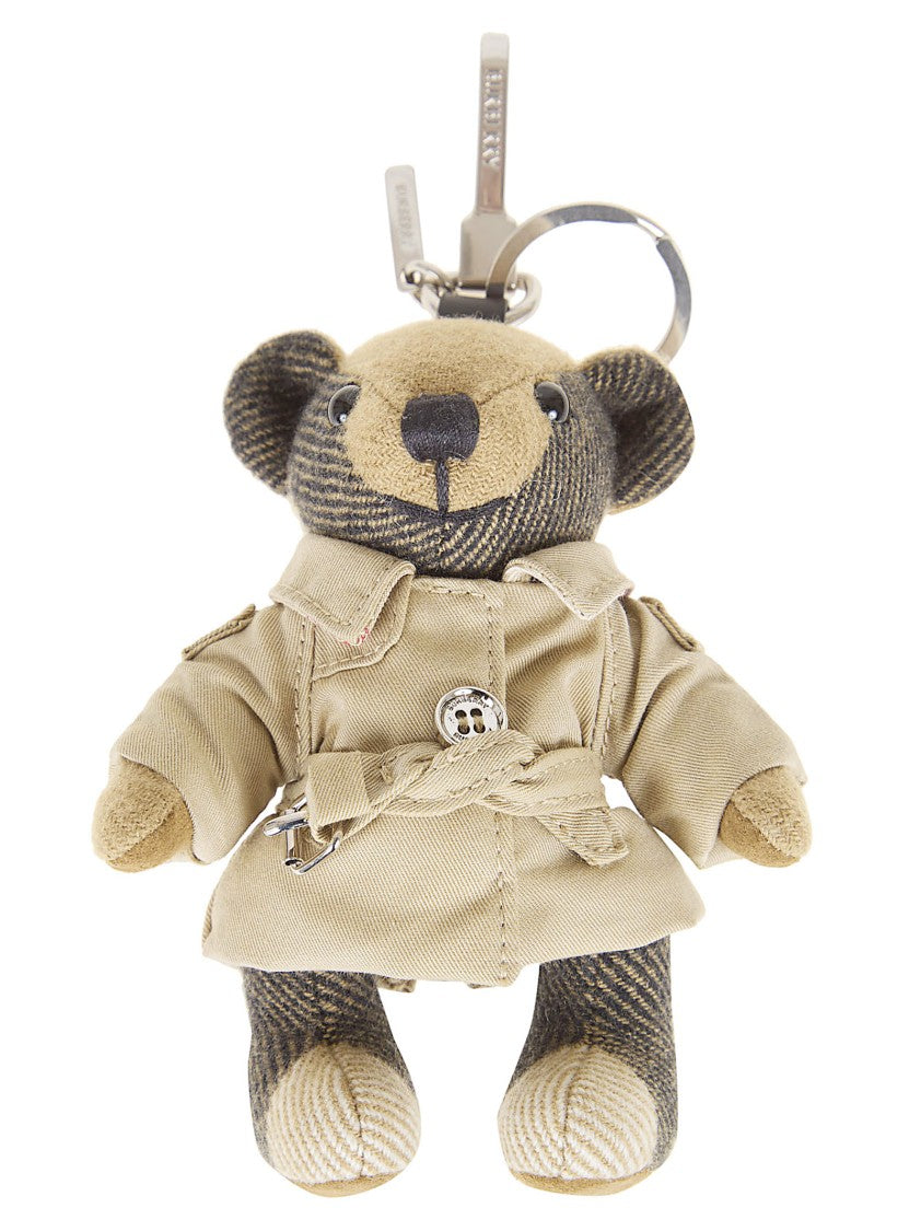 Burberry Burberry Check Cashmere Bear Charm With Trench Coat