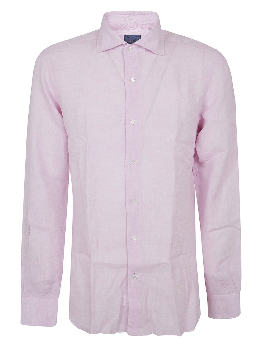 Barba Napoli Linen Long-Sleeved Shirt With Classic Collar And Button Closure