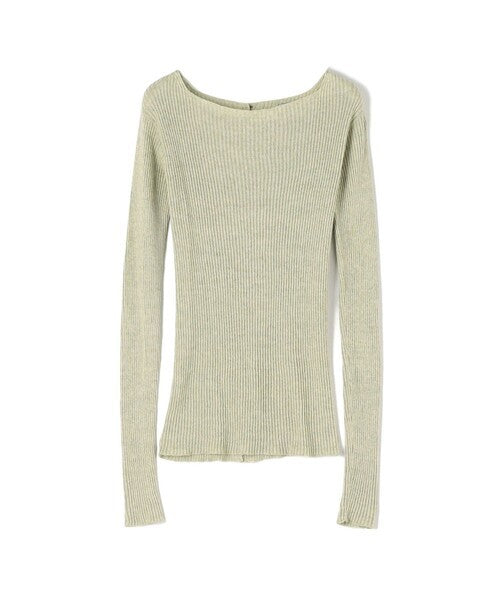 Baserange Ribbed Knit Long-Sleeved Top With Rounded Neckline