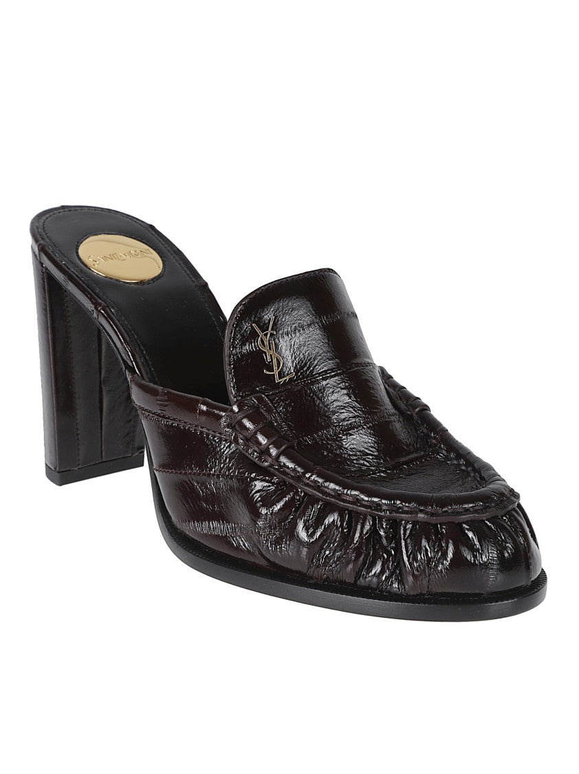 Saint Laurent Black Leather Cassandre Loafer Pumps