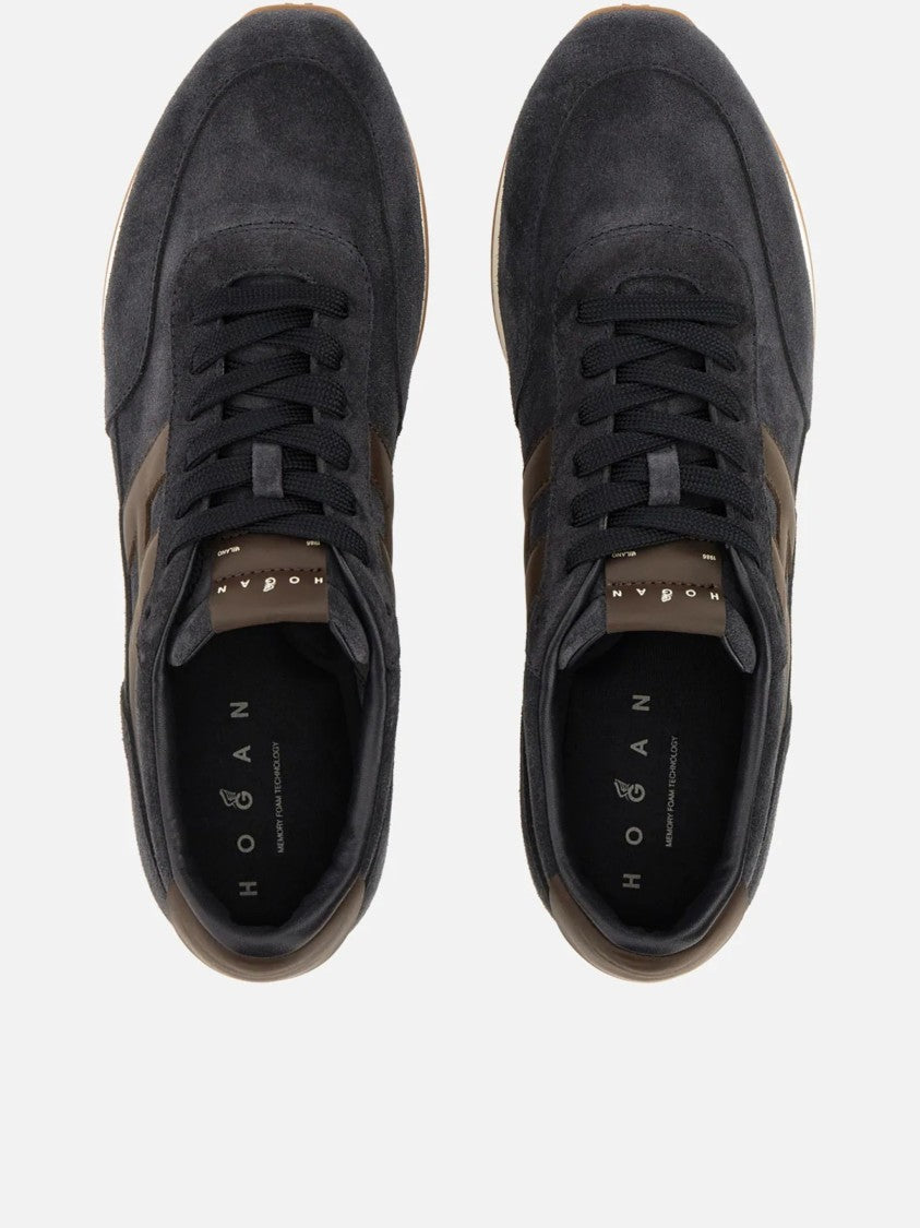 Hogan Low-Top Sneakers With Dark Suede Upper