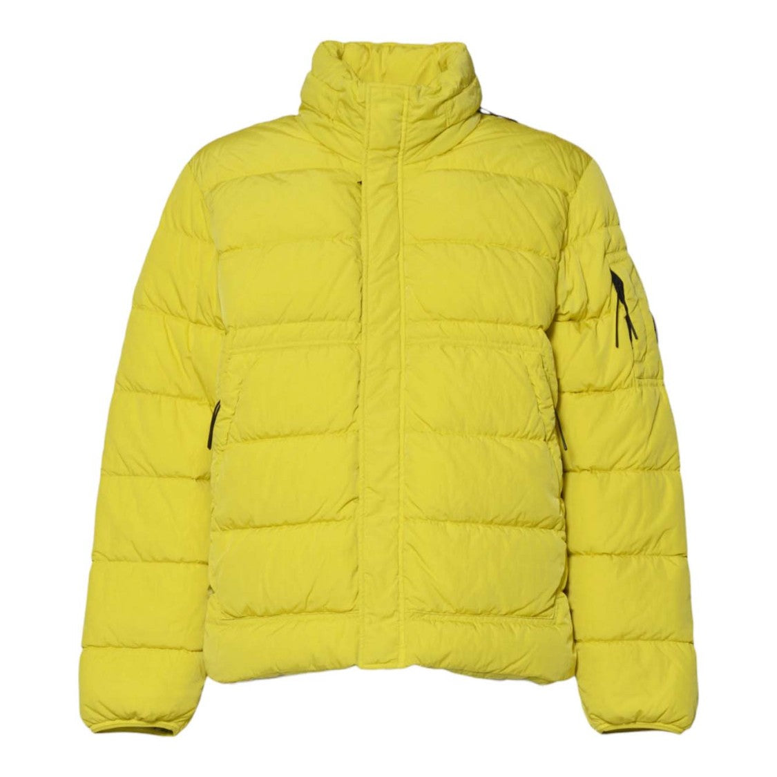 C.P. Company Bright Yellow Puffer Jacket With Quilted Insulation And Detachable Hood
