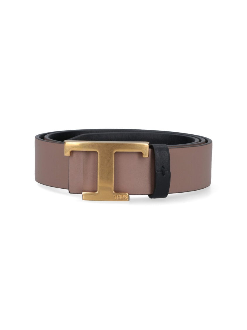 Tod's Reversible Calf Leather Belt With Gold-Tone Logo Buckle