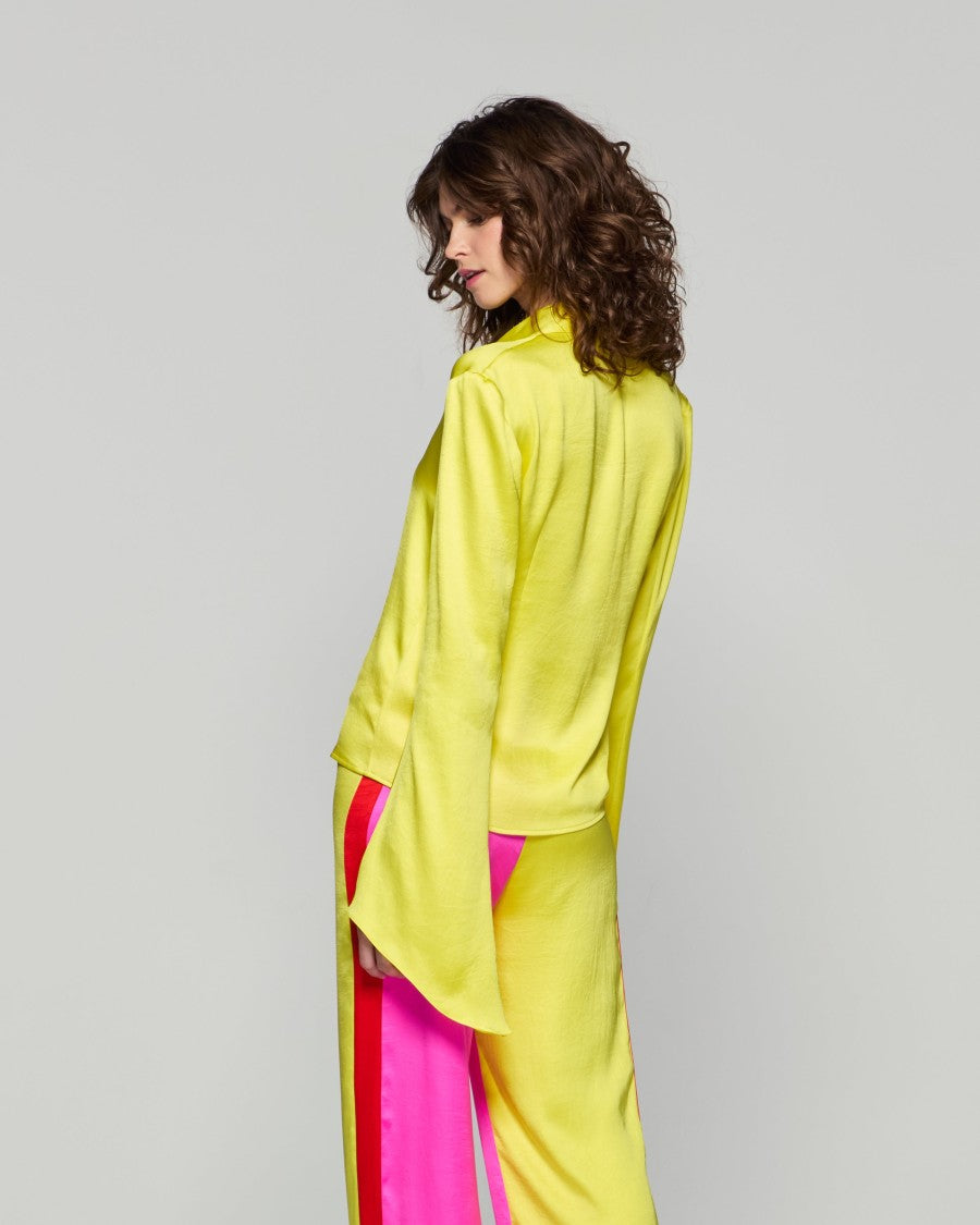 Serena Bute Flared Sleeve Shirt - Bright Yellow