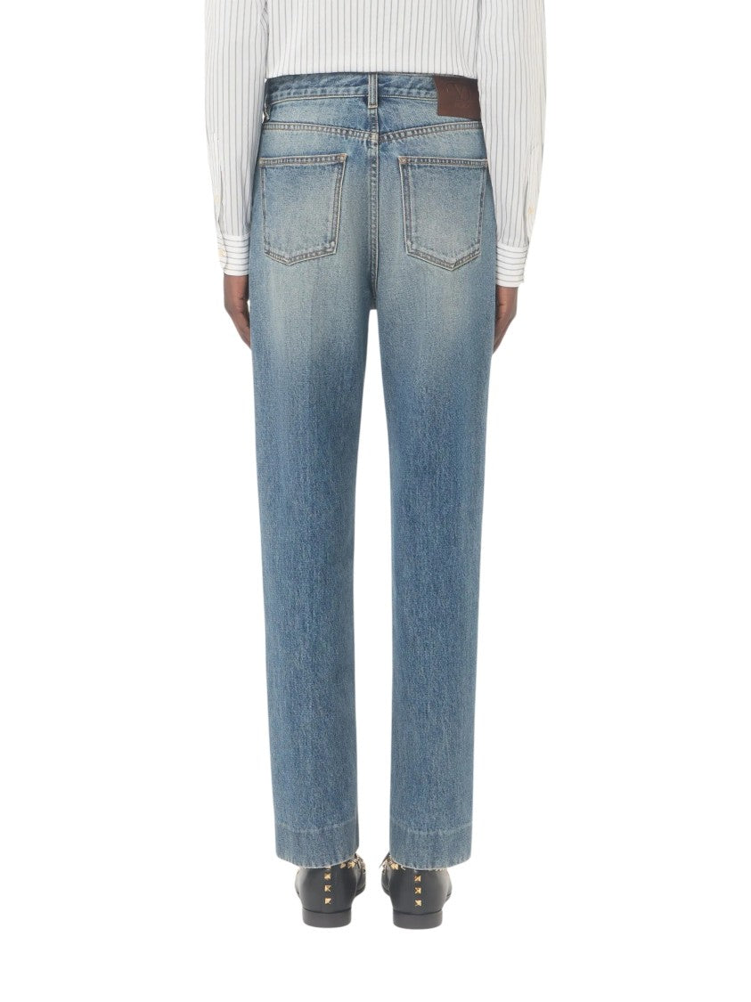 Valentino Washed Blue Cotton Five-Pocket Jeans
