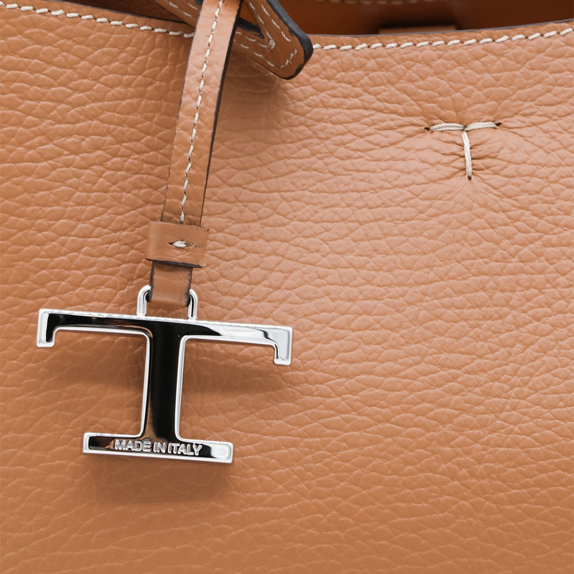 Tod's Structured Textured Leather Handbag With Silver-Tone Charm