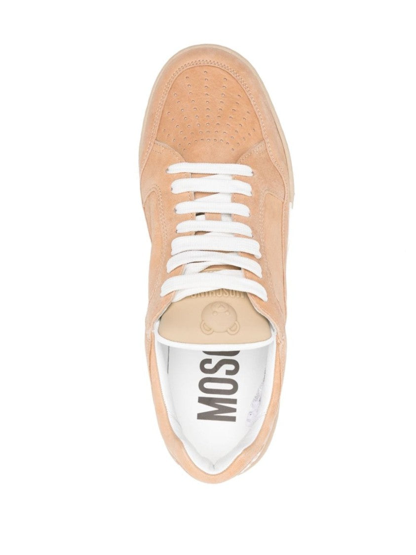 Moschino Beige Sheepskin Leather Sneakers