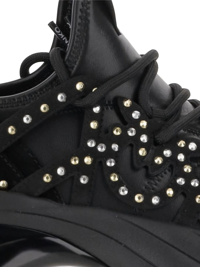 Pinko Sole Black Sneakers With Textured Accents
