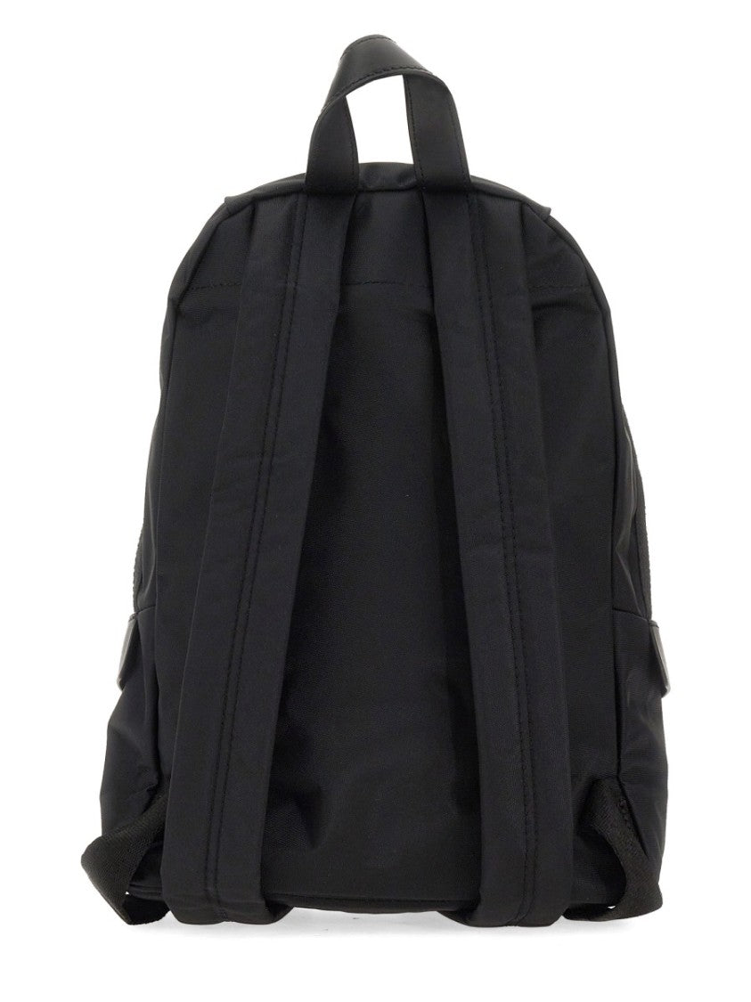 Marc Jacobs Medium Black Backpack With Rounded Silhouette And Silver Hardware