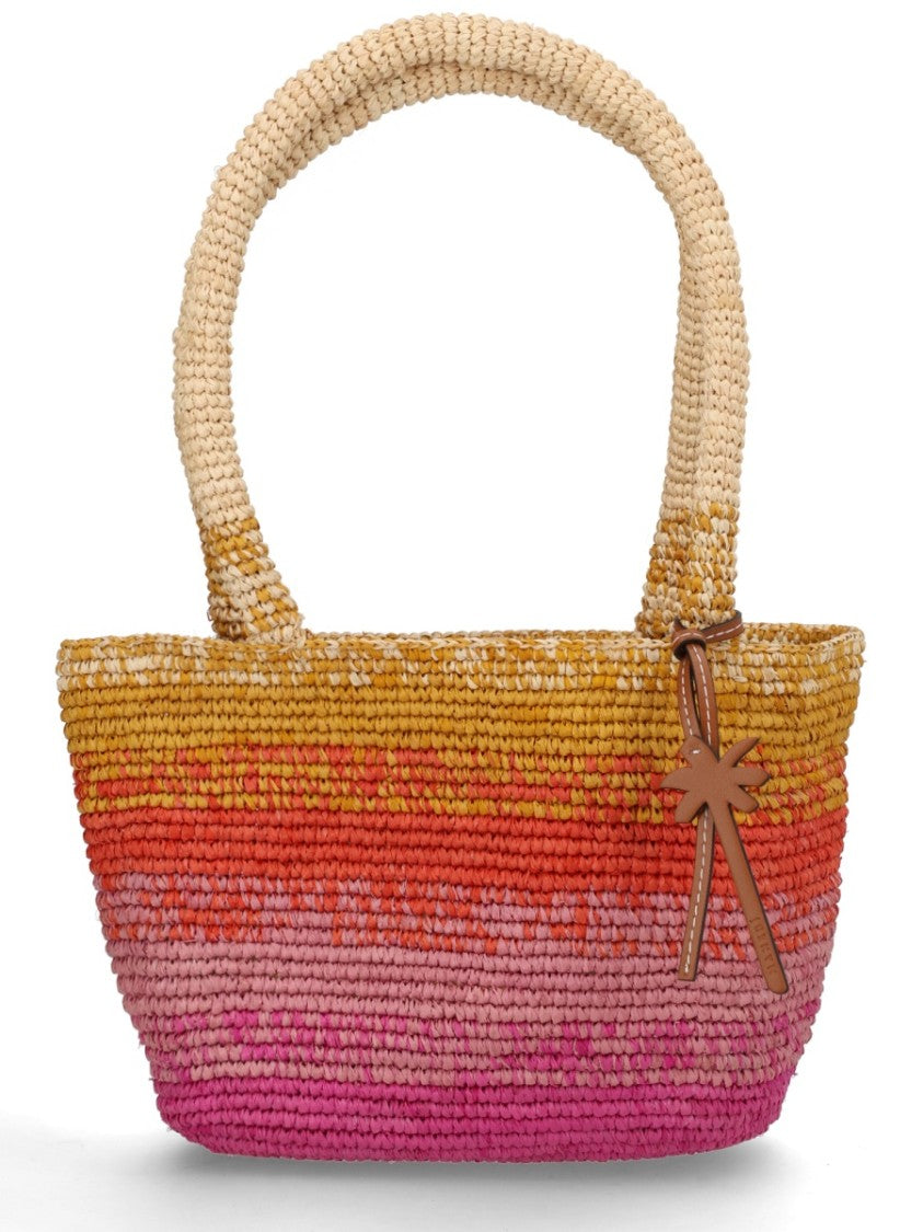 Manebi Multicolor Gradient Woven Raffia Tote Bag
