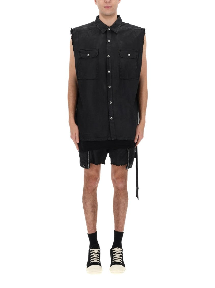 Drkshdw By Rick Owens Sl Tommy Jumbo Oversized Frayed Cotton Jacket