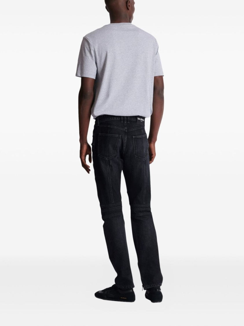 Balmain Slim Fit Ribbed Zippered Jeans