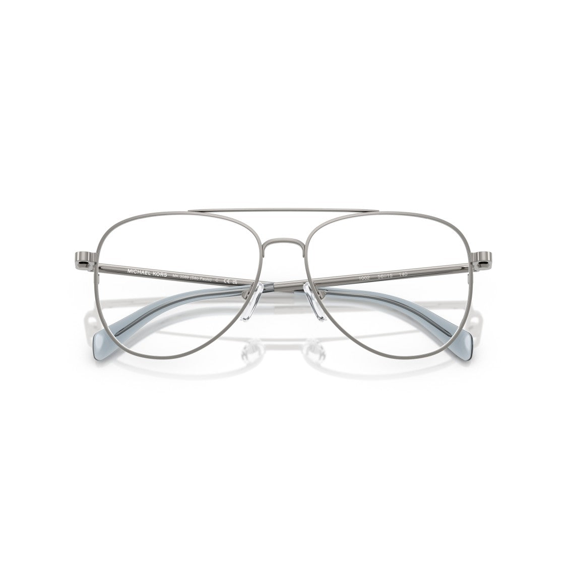Michael Kors 0Mk3089 Double Bridge Silver Metal Sunglasses With Rounded Lenses