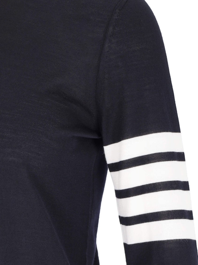 Thom Browne Blue 4-Bar Virgin Wool Sweater