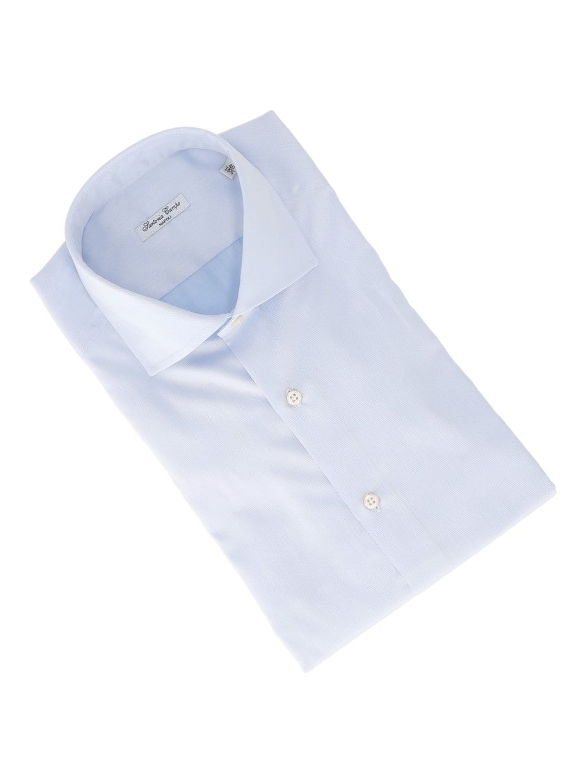 Sartoria Del Campo-Sonrisa Crisp White Cotton Structured Collar Dress Shirt