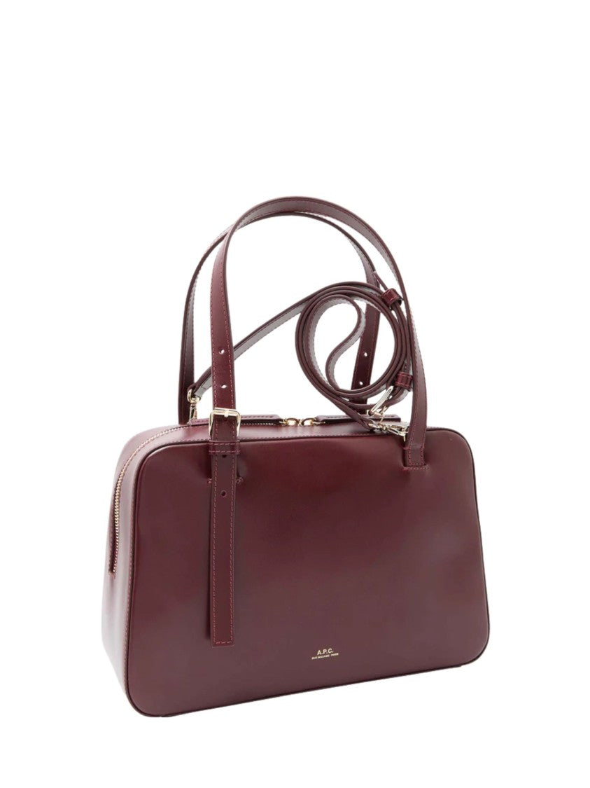 A.P.C. Burgundy Virginie Box Tote Bag