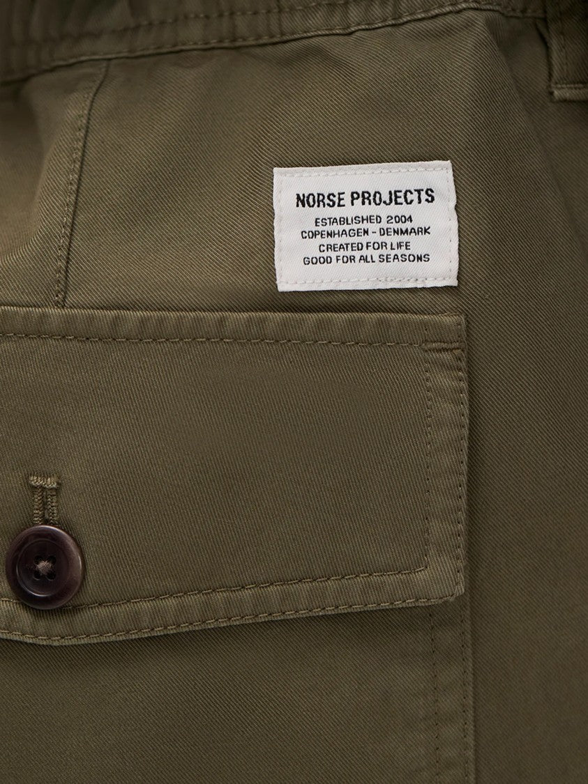 Norse Projects Relaxed Fit Cotton Twill Trousers With Buttoned Flap Pockets