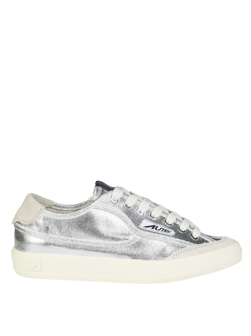 Autry Metallic Silver Windscape Low Rubber Sole Sneakers