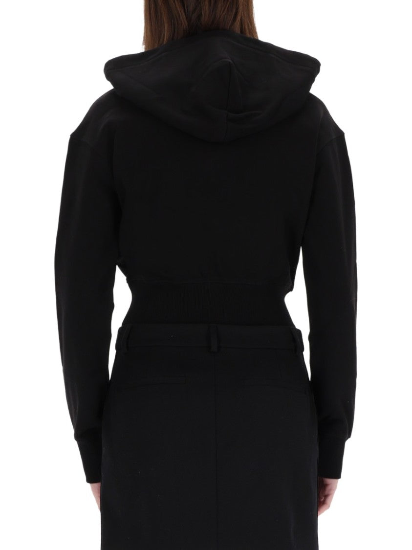 Versace Jeans Couture Black Cropped Embroidered Sweatshirt